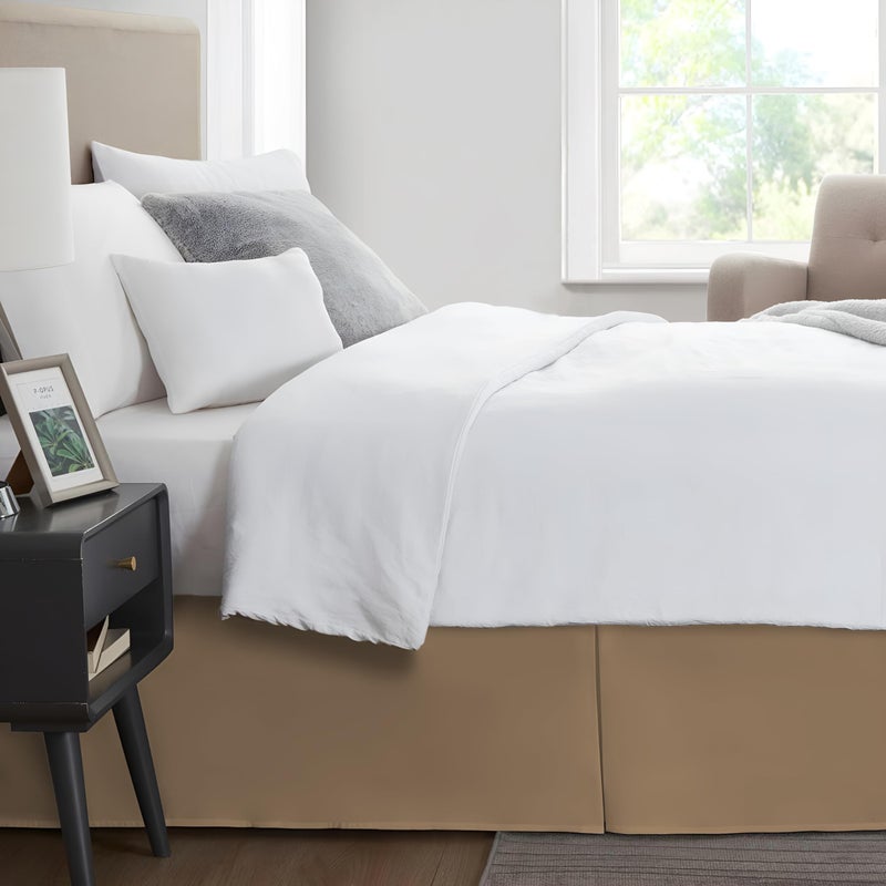 SGI Bedding 12 inch Drop Bed Skirt Queen Size - Platform Style with Secure Fit, Classic Tailored Look, Elegant Pleated Style Dust Ruffle, Split Corners, Wrinkle Resistant Microfiber - Camel Brown - Image 2